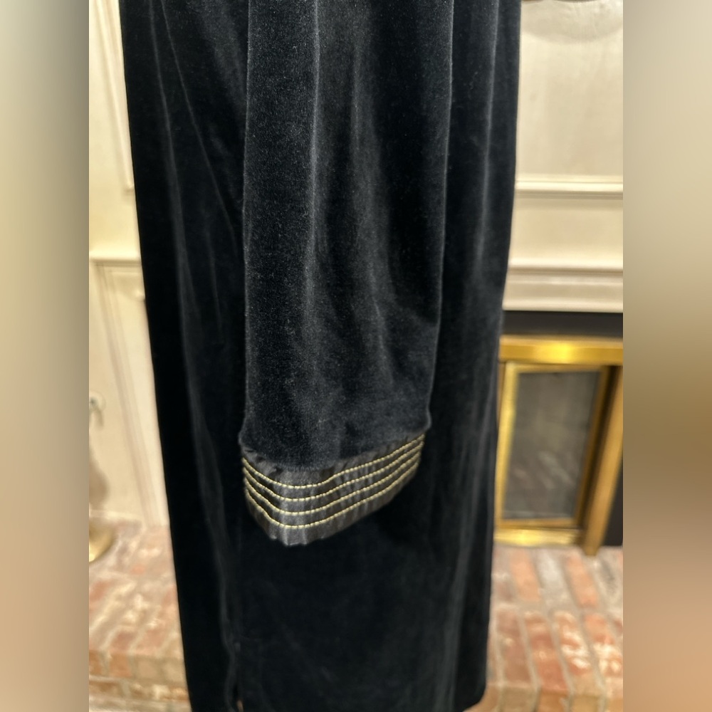 Jones New York Kaftan XL Black Velvet Gold Embroidered Winter Gothic Romantic - Picture 5 of 11